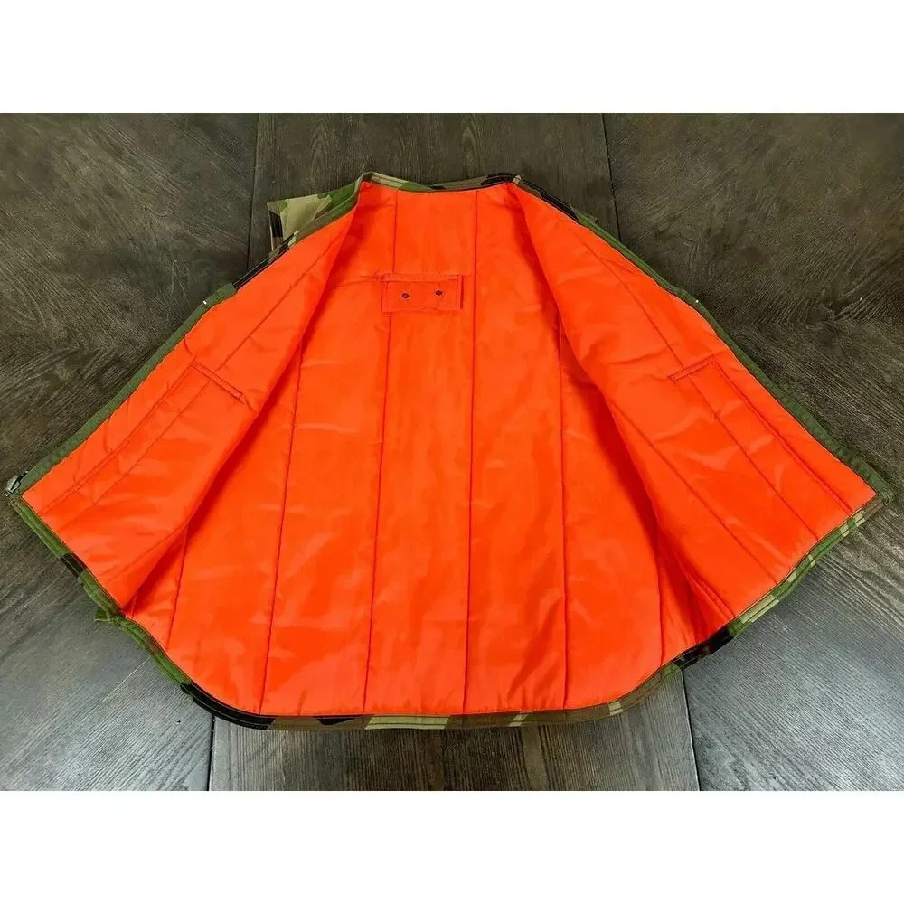 Vintage Camouflage & Orange Thin Puffer Vest Men’s M Hunting Fishing Fall USA - Picture 5 of 10
